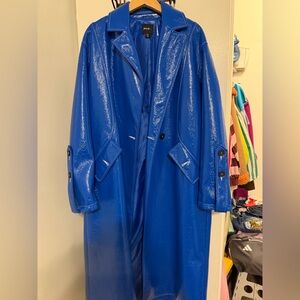 Nasty Gal Shiny Blue Trench Coat